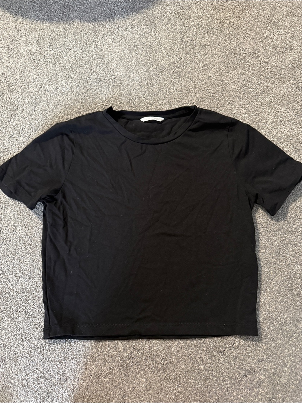 Zara Classic Black Crewneck Cropped Tee